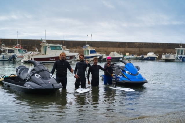 The crew and both jetskis